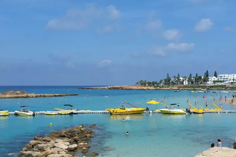 Clear turquoise water at Fig Tree Bay in Protaras